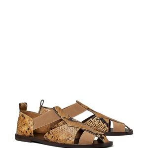 Tory Burch Fisherman Sandals Stamped snake Leather